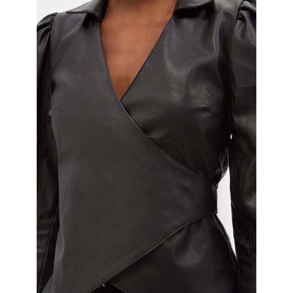 AJE Idyllic Recycled Faux-Leather Wrap Top - Picture 2 of 9